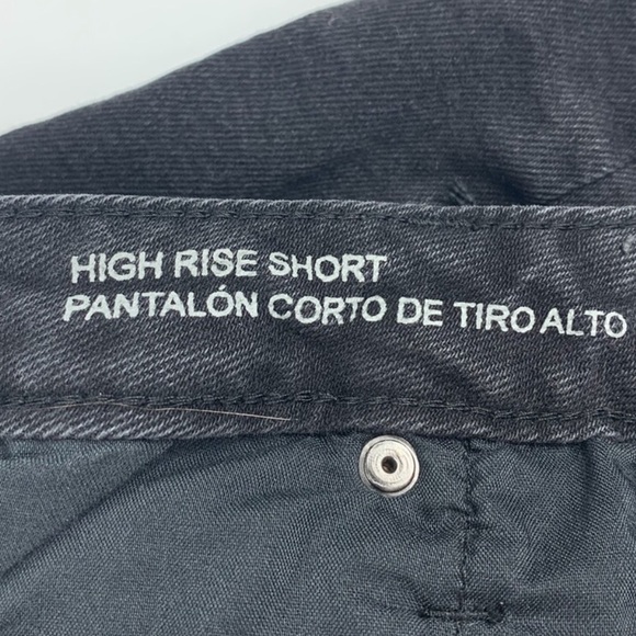 Black Faded Wash High Rise Distressed Jean Shorts - Picture 5 of 5